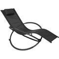 WOLTU Chaise longue de jardin en tissu, Bain de soleil pour jardin, Fauteuil à bascule, 175x53 cm, Noir(Noir/A l'unité)