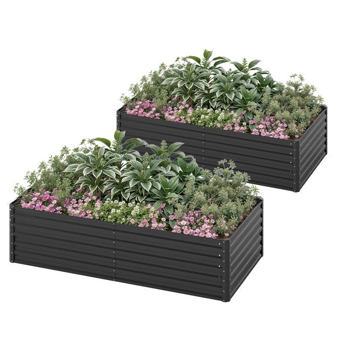 YITAHOME Lot de 2 Jardinière- 180 x 90 x 60 cm -  Métal jardin- Noir(Noir)