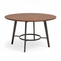 Table ronde en bois foncé avec pieds en métal noir 75 x 75 x 75cm