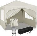 WOLTU Tonnelle de Jardin, Pergola Pliante 3x3m avec 4 Parois Latérales, Hauteur Réglable, Imperméable, Protection de UV, Beige(Beige)