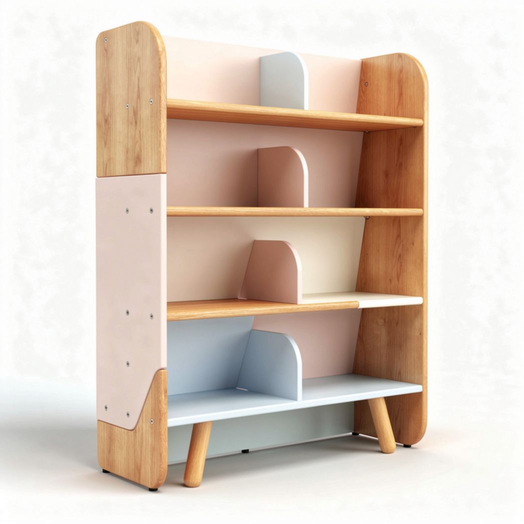Bibliothèque en bois et métal avec étagères réglables 80 x 30 x 120cm