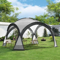 Tonnelle de camping Grästorp avec guirlande à 96 LED 345 x 345 x 247 cm gris foncé(Gris)