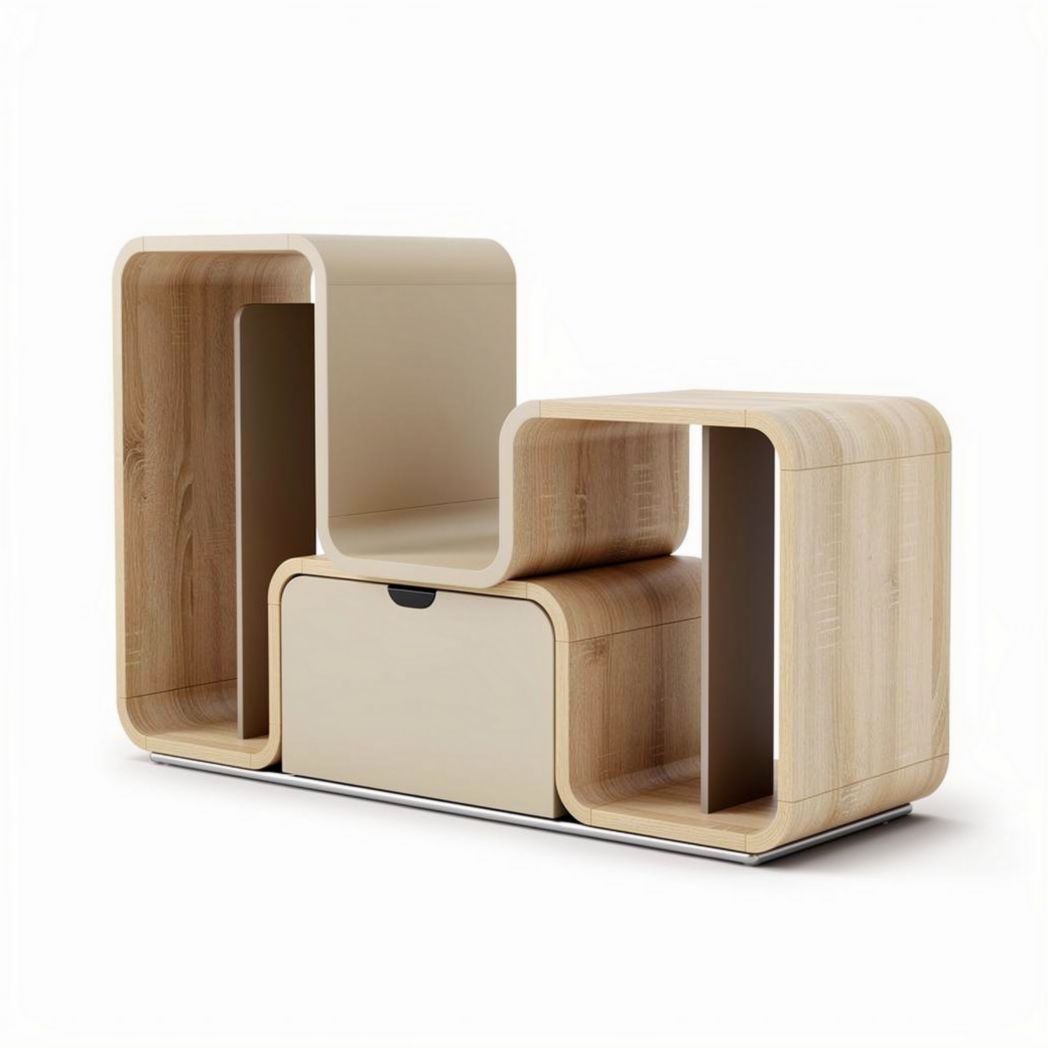 Meuble de rangement en bois avec tiroir et design moderne 80 x 40 x 50cm