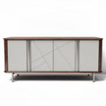 Buffet en bois avec portes en verre gris 150 x 45 x 75cm pour salon