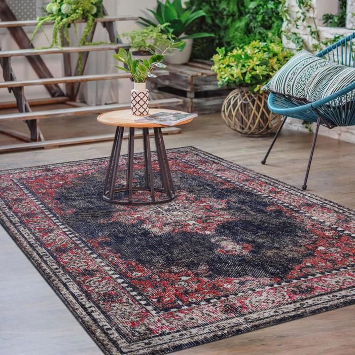 Tapis extérieur 120x170 tissé kilim rouge et brun OZLEM(Rouge/120 x 170 cm)