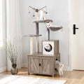 Arbre à Chat - HOOBRO - Maison de Litière - Tour à Chat - Bâton Amovible - Gris(Grège/56 x 48 x 112 cm)
