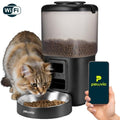 Distributeur de croquettes Automatique Chat PELUVIO Crispy - WiFi - 4,5 L - 4 Repas/jour - Enregistrement Vocal - Noir(Noir/Programmable)