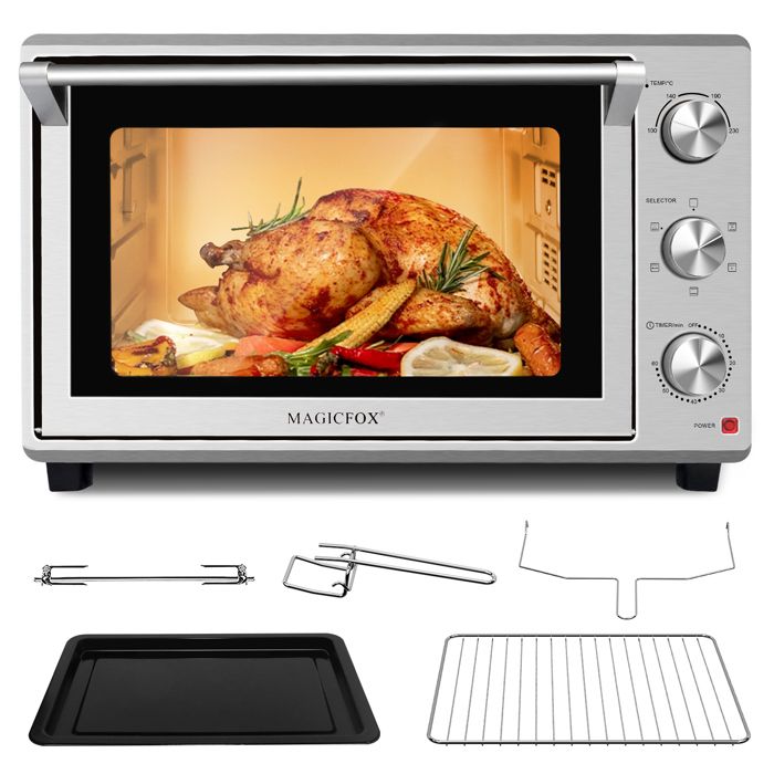 Four de table électrique 46L, avec Tournebroche, Porte double vitrée, 6 modes Multi Fonction, Programmable 230°, Minuterie 60 min(KR-H46RCL-46L)