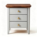 Table de chevet en bois avec quatre tiroirs gris et plateau en noyer 50 x 40 x 60cm
