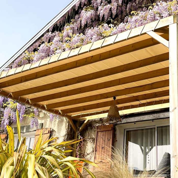 TECPLAST Toile Pergola Blanc Crème 2,5x3,5 m LP640PR - Garantie 8 ans - Bâche Pergola ou Tonnelle étanche en PVC pour terrasse(Blanc crème/2 x 3 m)