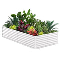 Lot de 1 bac à fleurs en acier, jardinières rectangulaires extensionérieures, gants inclus, fond ouvert, Blanc, 240*120*60 cm(Beige/120 x 60 x 60 cm - Ellipse)