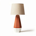 Lampe en céramique rouge et blanche avec abat-jour en lin beige 30 x 30 x 60cm