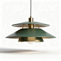 Lampe suspendue en métal vert avec double abat-jour et douille de 40 x 40 x 30cm