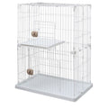 Iris Ohyama, Pet Cage / Cage de jeu , 1 Plateau, 2 entrées, pour chats, PEC-902, Blanc(2 étages - H116 cm)