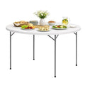 Table ronde pliante blanche Ø122cm Table d'appoint Interieur Exterieur Jardin Camping Réceptions KZ GARDEN(1 table ronde)
