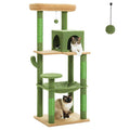 PAWZ Road Arbre à chat Design Spacieux Grande Hamac Dur Stable Avec hamac et belle maison pour chat - Cactus vert - 143 cm(Vert/L)