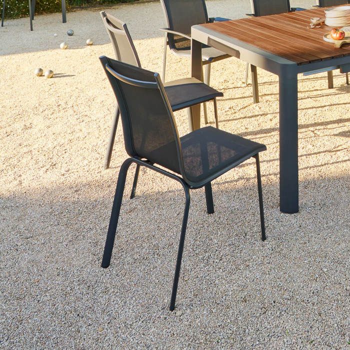 Chaise de jardin empilable Axant anthracite  graphite en aluminium traité époxy - Hespéride(Gris)