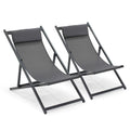 Lot de 2 transats en aluminium anthracite Santiago - Oviala(Gris)