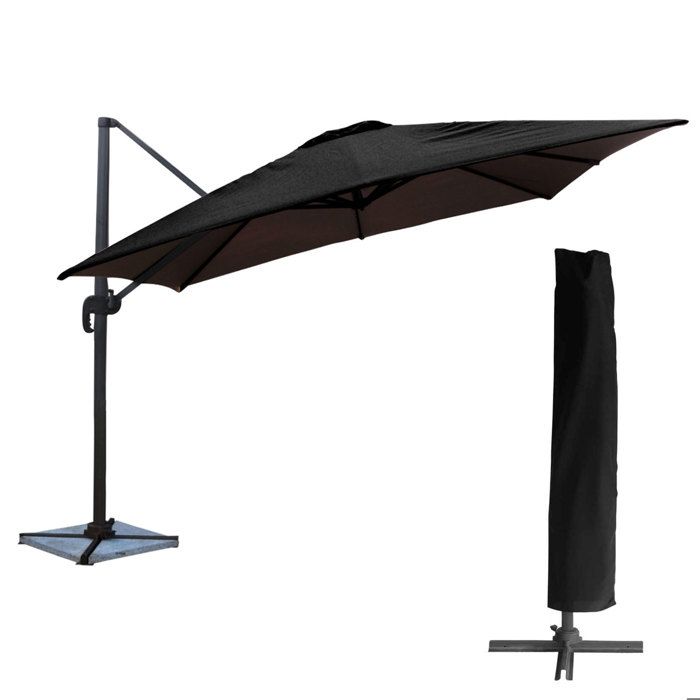 Parasol déporté MOLOKAI carré 3x3m noir + housse(Beige)
