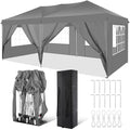Tonnelle 3x6 m Tonnelle Pliante Imperméable - Tente de Jardin Barnum Professionnel Chapiteau Pliable pour Reception - Gris(Blanc/3 x 3 m avec 4 parois)