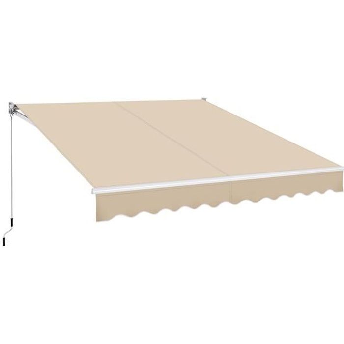 Store Banne Manuel Auvent Rétractable avec Manivelle - Inclinaison 5°-35° - 250 x 200 cm - Fixer au Mur - Beige - Yaheetech(Beige/250 x 200 cm)