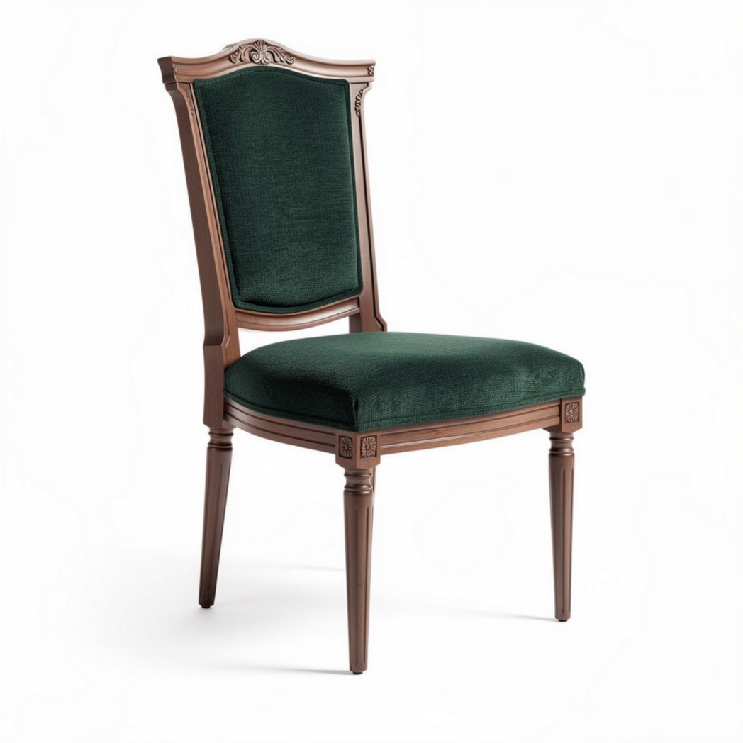 Chaise en velours vert avec cadre en bois 40 x 40 x 90cm pour salle à manger