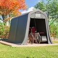 Abri de Jardin 7.8 m² Gris - Tente de Stockage Extérieur Étanche avec Porte Roulant et Ouvertures d'Aération, 213 x 366 x 225 cm(183 x 245 x 217 cm / 4.5 m²)