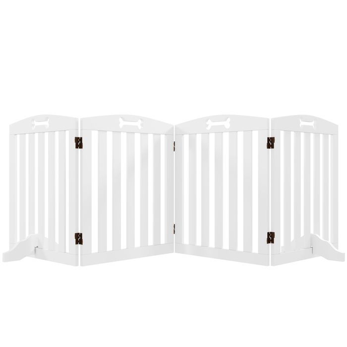 Barrière de sécurité chien - PawHut - avec pieds de support, pointes antidérapantes - 4 panneaux - 207,5 x 30 x 61 cm - blanc(4 panneaux/155 x 30 x 61 cm)