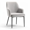 Chaise en tissu gris avec pieds en métal noir dimensions 55 x 60 x 80 cm