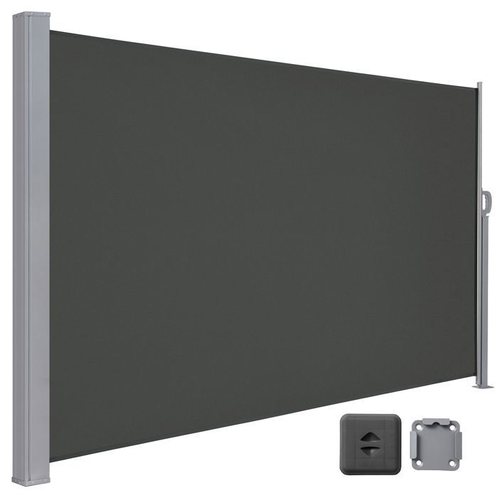 Store Latéral 200 x 350 cm, Brise-Vue Rétractable, Auvent extérieur, Résistant aux Intempéries, pour Jardin, Terrasse,Gris foncé(Gris foncé/160 x 400 cm)