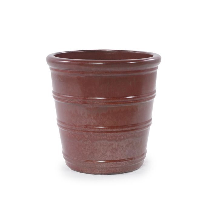 Pots de Fleur en Céramique - 41,5x41,3 cm - Grand Bac à Fleurs avec Trou de Drainage - Vase Design pour Jardin - Marron Roux(Marron roux/24)