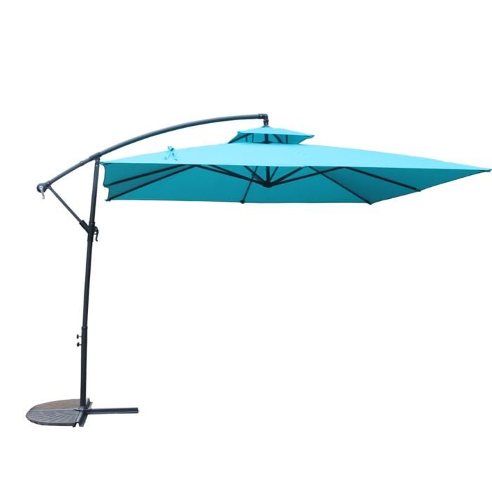 CAPRI - Parasol carré déporté 3x3 bleu en aluminium(Bleu)