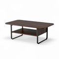 Table basse en bois noir avec étagère 120 x 60 x 45 cm pour salon