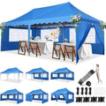 Tonnelle Barnum Pliante 3x6 de Jardin Extérieur avec 6 Parois, Sac à roulettes et 4 Sacs de Sable, Imperméable et UV50+,Bleu(Blanc)