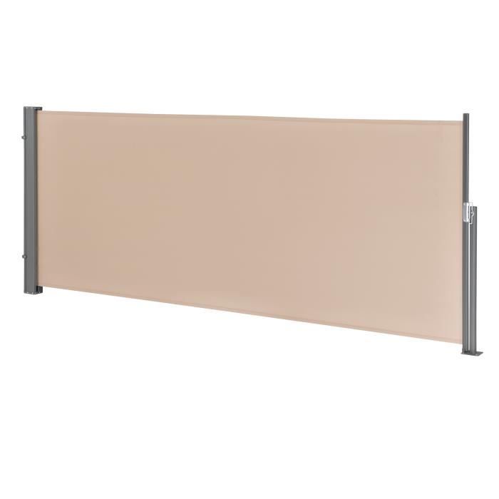 Brise-vue Store latéral PRO.TEC 140 x 300 cm - Sable - Protection contre le vent et les rayonnements UV(Beige/100 x 300 cm)