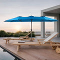 Parasol d'extérieur - LANGTU - 14,8 pieds - Rectangulaire double face - Manivelle - Bleu foncé(Bleu marine)