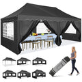 Tonnelle Pliante 3x6 ImperméAble, avec 6 Parois LatéRales, Barnum Pliante avec Construction à Une PousséE pour FêTes, Mariages, Noir(Bleu)