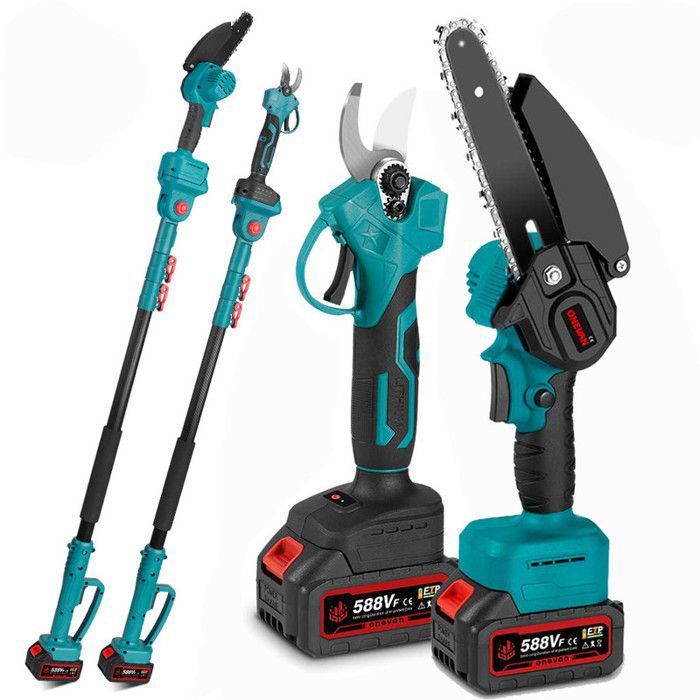 Tronçonneuse élagueuse sur perche - ONEVAN - 6 pouces (15 cm) - 450W - Perche télescopique 3 sections(Bleu)