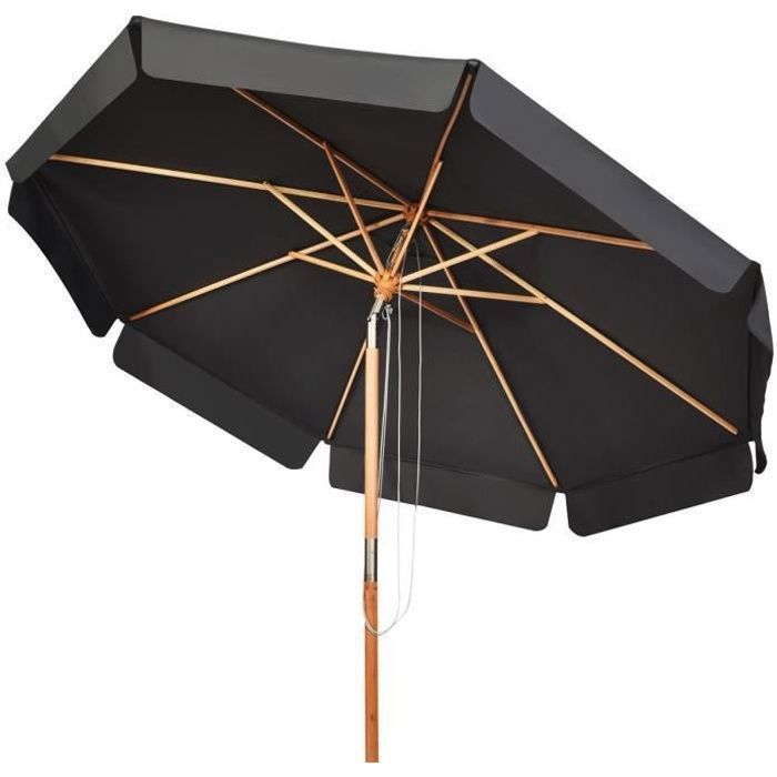 COSTWAY Parasol pour Terrasse Inclinable Dia.3M avec Manivelle Anti-UV,Protection Solaire Toile Polyester Imperméable Gris(Beige)