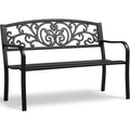 Yaheetech Banc de Jardin 3 Places, Banc de Jardin en Métal Charge Max. 181 kg, 127 x 63 x 86,5cm Noir(Noir)