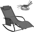 WOLTU Bain de Soleil Jardin Exterieur, Chaise Longue Jardin, Fauteuil à Bascule Transat de Jardin, Gris W0ETT0158(Gris/A l'unité)