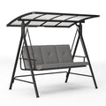 Balancelle de Jardin - Bealife - 3 Places - Convertible Lit - Toit Réglable - Métal - Coussin - Dossier - Balcon - Terrasse - Gris(Gris foncé)