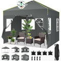 Tonnelle de Jardin Exterieur ImperméAble Tente De Reception Avec 4 Panneaux LatéRaux,Uv 50+ -Gris(Blanc)