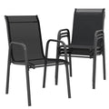 Lot de 4 Chaises de Jardin Extérieures - Outsunny - Empilables - Accoudoirs et Dossier Haut - Cadre en Métal - 51x69x87cm - Noir(Lot de)