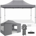 Tonnelle Pliante 3x4.5m Tente de Jardin étanche Stable avec 4 Parois latérales abri extérieur pour Réception Camping ,Gris(Blanc/3 x 3 m avec Parois Latérales)