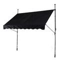 GOPLUS Store Banne Manuel Rétractable, Auvent de Terrasse Réglable en Hauteur, avec Toile de Protection Solaire (2,5x1,8M, Noir)(Blanc/2 x 1)