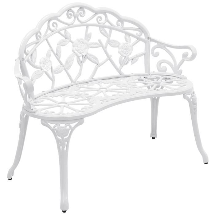 Banc de jardin en métal(Blanc)