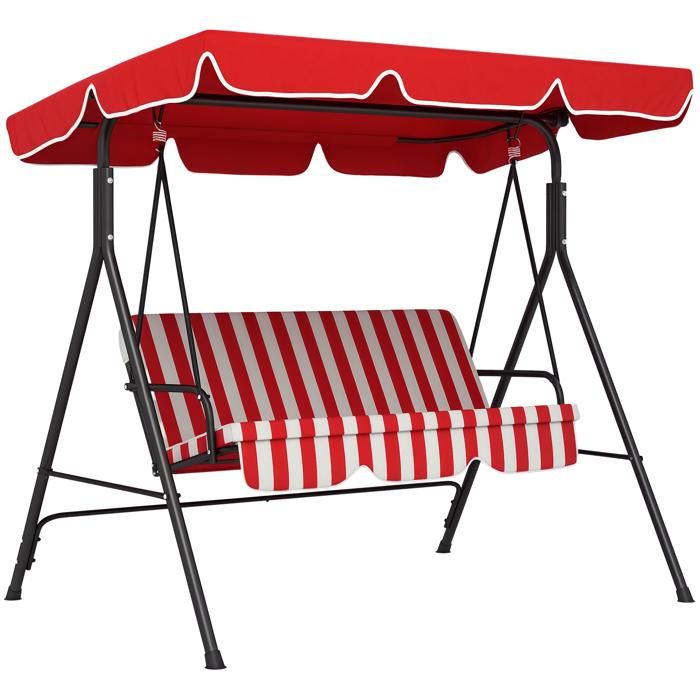 Balancelle de jardin - Outsunny - 172x110x153cm - Acier - rouge(Rouge)