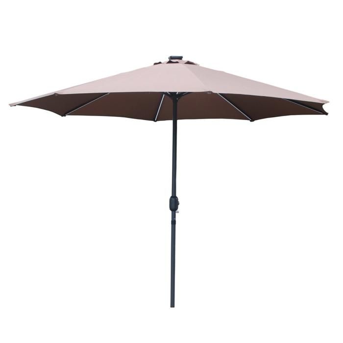 MANAROLA - Parasol circulaire 3m droit avec LED marron en aluminium(Chocolat)