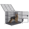 Cage Chien Solide Caisse de Transport sur Roulette Cages Robuste Extérieur en Métal avec 3 Porte et Plateau 95x81x57cm(L)